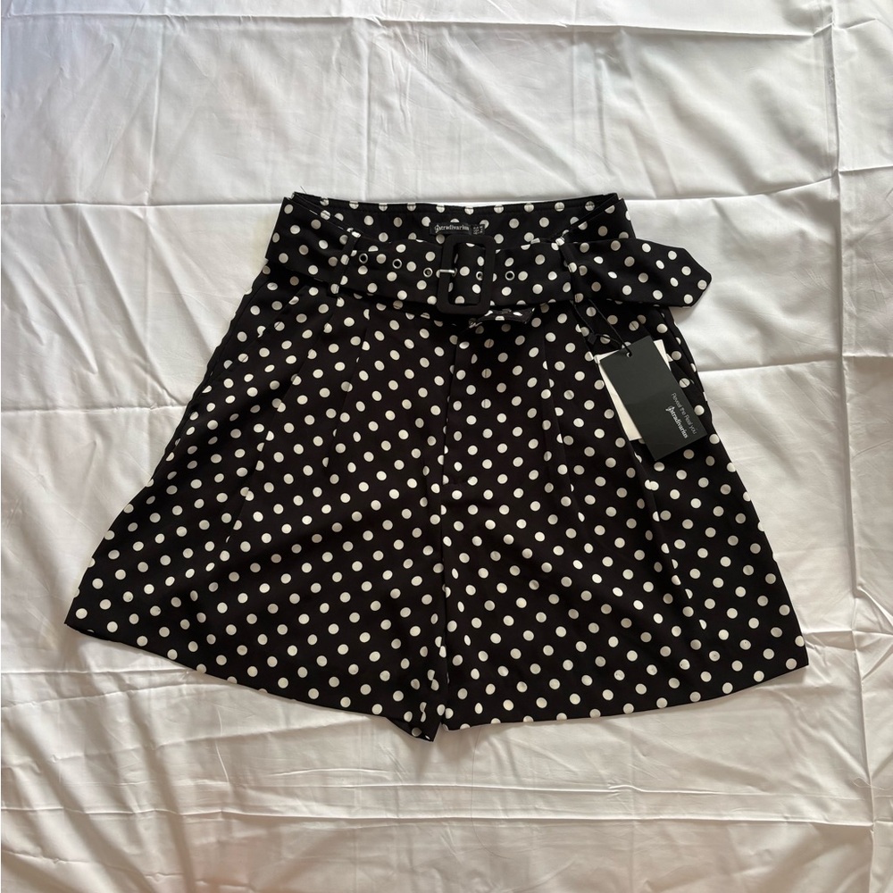 Stradivarius Black and White Polka Dot Shorts